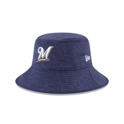 Blue Milwaukee Brewers Hat - New Era MLB Shadowed Stretch Bucket Hat USA2763109